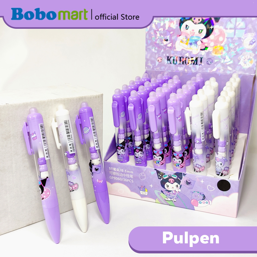 

BOBOMART Pulpen Gel Erasable 0.5mm Karakter Lucu – Kuromi, Astronaut, Lakutu, Stitch, Capybara