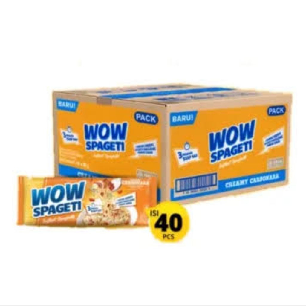 

1KARTON MIE SPAGETI WOW ISI 40PCS [4 RENCENG] MIE INSTAN 1 DUS