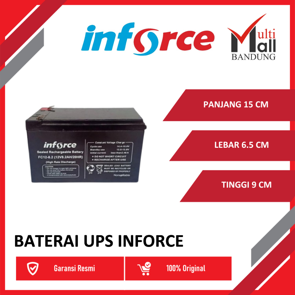 BATERAI UPS INFORCE BATTERY 12 V / 8.0 AH 12V/ 8 AH 8.2 AH