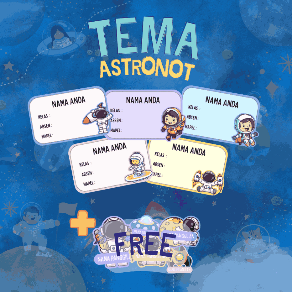 

CUSTOM 45 Pcs Stiker Label Nama Untuk Buku Sekolah 5 Desain Dalam 1 TEMA || Bahan Stiker HVS/Bontax