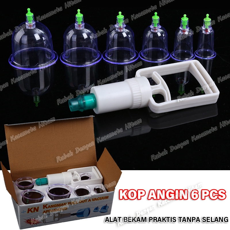 KOP ANGIN 6 PCS/Alat Bekam Lengkap Isi 6 Cup / Kop Angin Untuk Mengobati Masuk Angin Dan Kesehatan B