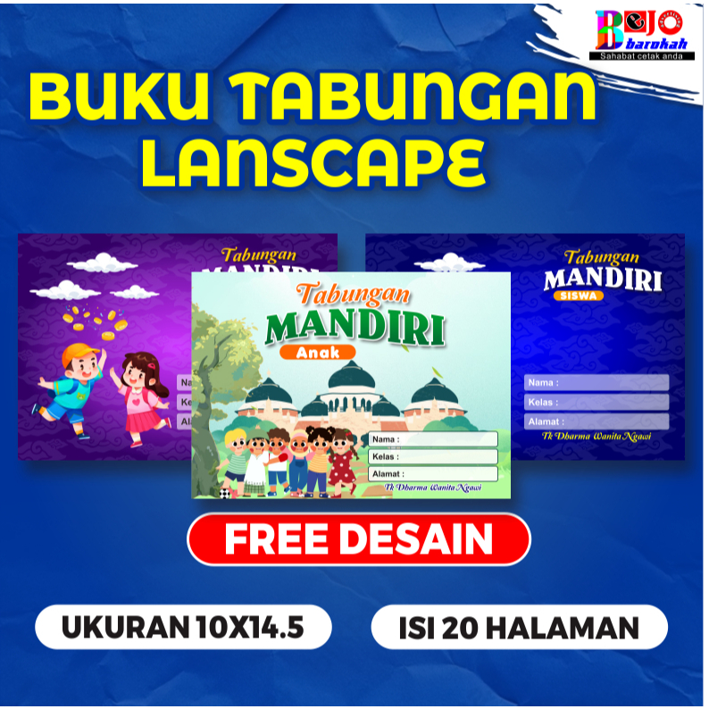 [TERMURAH] BUKU TABUNGAN ANAK ANAK UKURAN A6 | BUKU TABUNGAN SEKOLAH | TABUNGAN ANAK LANSCAPE | BUKU