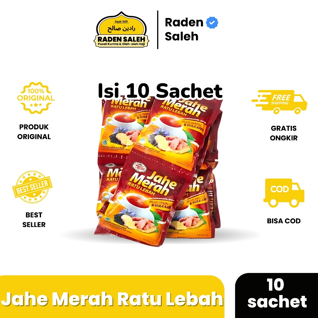 

Ratu Lebah Jahe Merah 1 Renceng 10 Sachet | Jahe Merah Plus Gula Aren