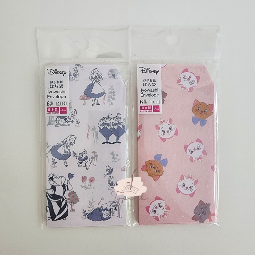 

IYOWASHI MINI ENVELOPE DISNEY THEME ALICE IN WONDERLAND MARIE CAT ARISTOCATS AMPLOP MINI ANGPAO 6pcs MADE IN JAPAN