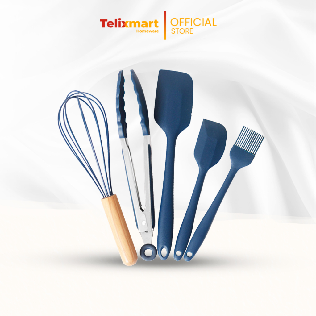 Spatula Silicone Utensil Sutil Silikon Set Pencapit pengocok Sudip Kuas Food Grade Tahan Panas