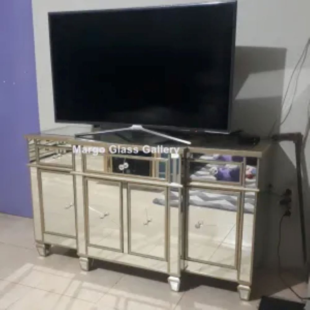 Bufet TV Serbaguna Minimalis Jumbo Bufet TV full Kaca Aesthetic Modern