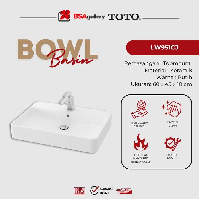 WASTAFEL MEJA KAMAR MANDI TOTO LW951 / WASHTAFEL TOTO LW 951