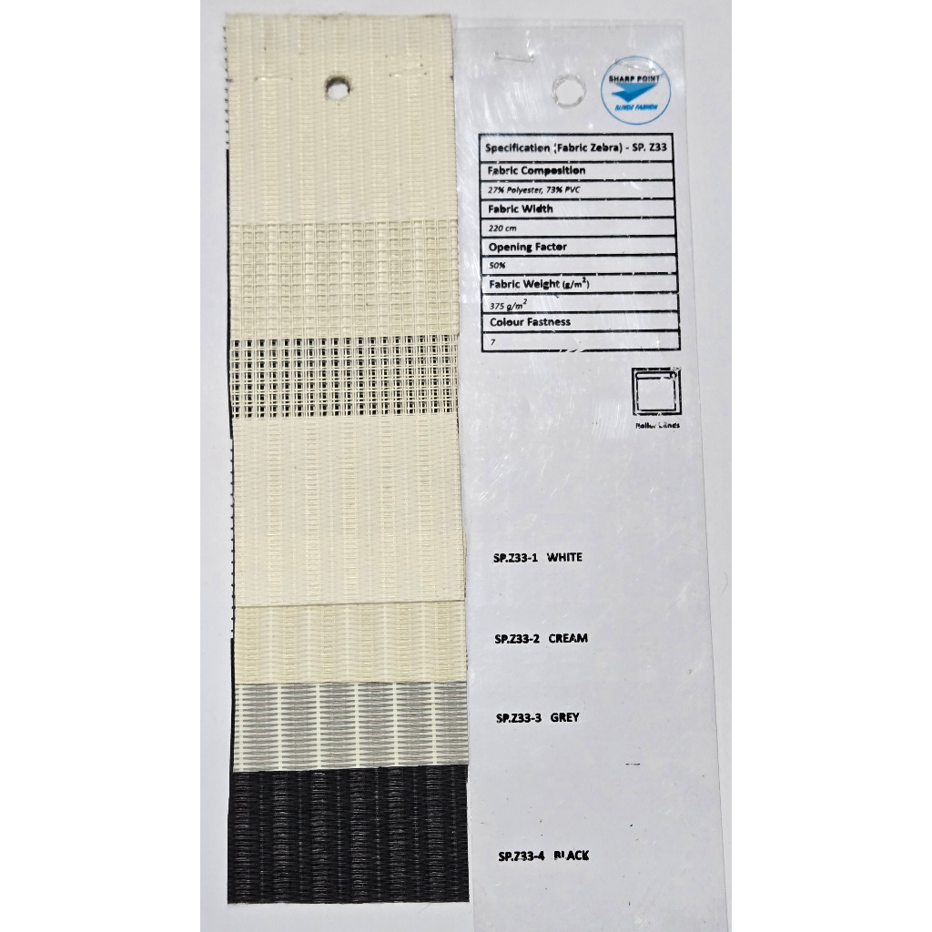 Zebra Blind CHAIN XL COVER BOX Fabric SOLAR SCREEN - Sharp Point - Tirai Jendela Gulung Gorden Estet