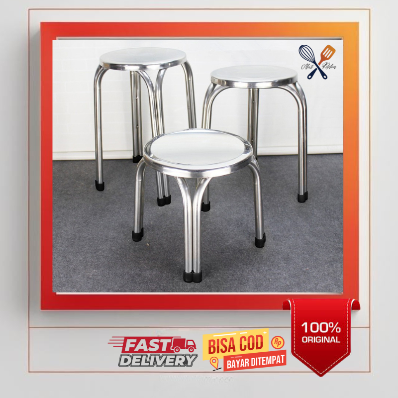 Kursi Besi Stainless steel BANGKU BULAT STAINLESS STEEL TEMPAT DUDUK KURSI SANTAI BD02