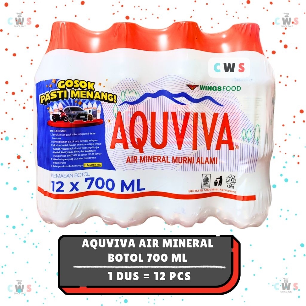 

AQUVIVA Air Mineral Murni Alami Botol 700 ml - 1 Pak / 12 Pcs