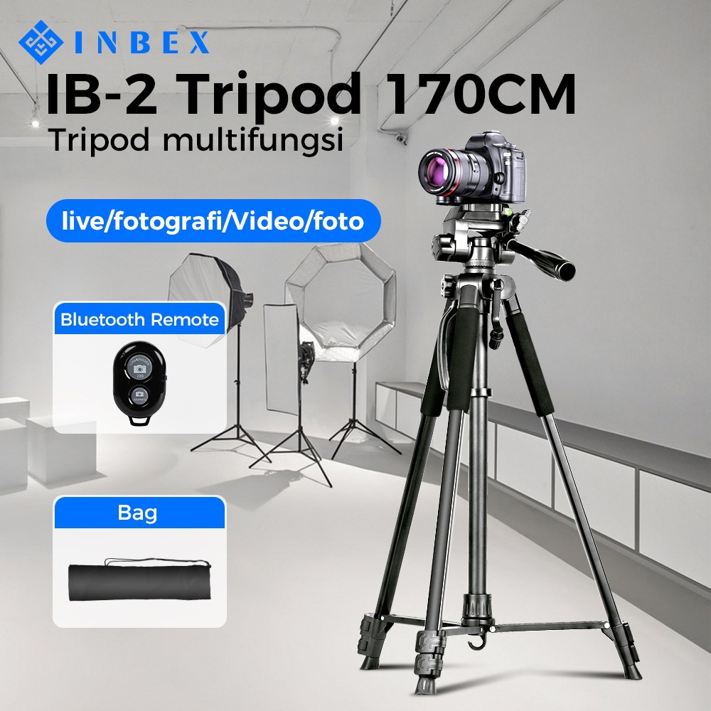 INBEX 170cm Tripod Konten Kreator Tripod hp Bluetooth Remote Tripot HP Aluminum Tripod with