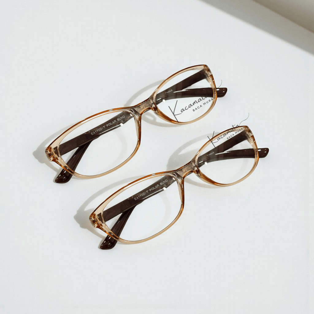 Grosir Kacamata Lensa Baca Plus Cokelat Bening +1.00 s/d +3.00 Cat Eye Pria dan Wanita Kaca mata Bac