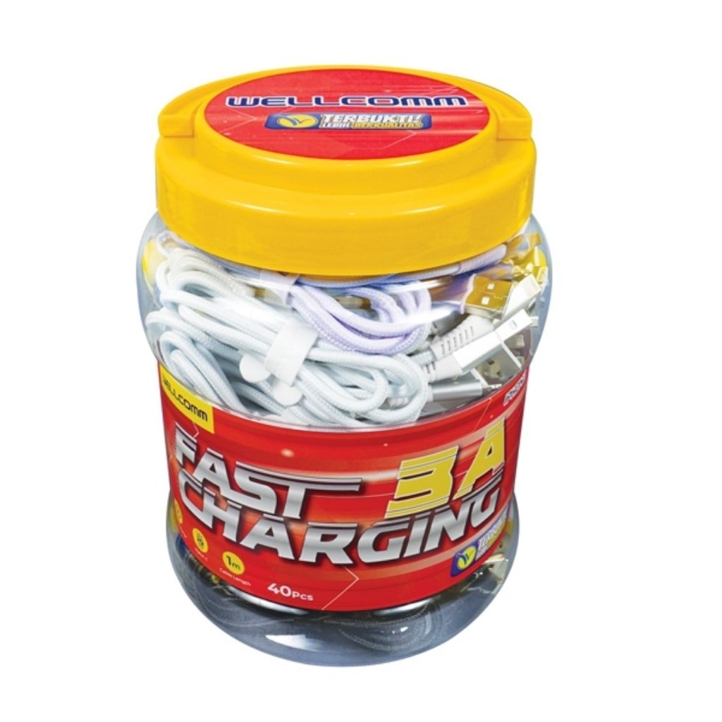 KABEL DATA NYLON C 1M +TOPLES isi 40 PCS IPHONE