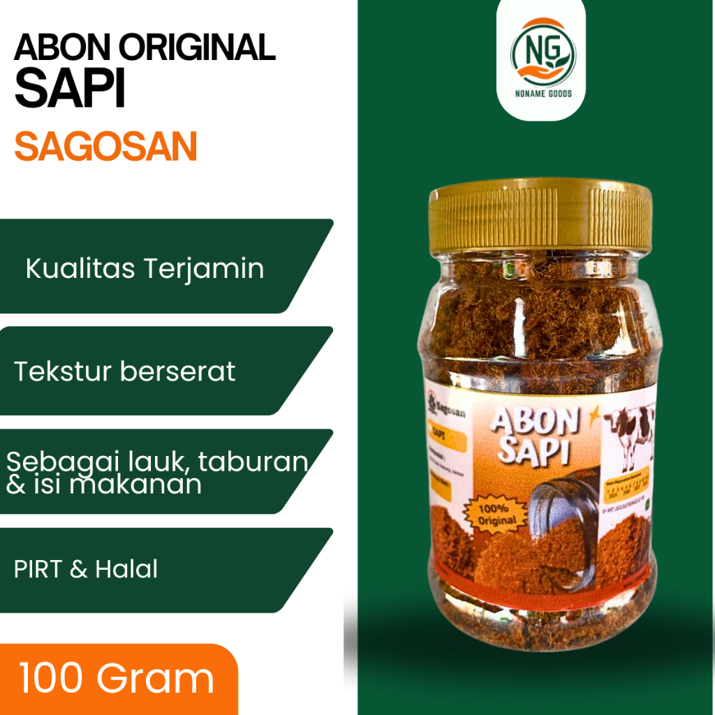 

ABON SAPI NON MSG SAGOSAN ASLI 100% TANPA CAMPURAN (100 GRAM) ORIGINAL PREMIUM - MURAH HALAL