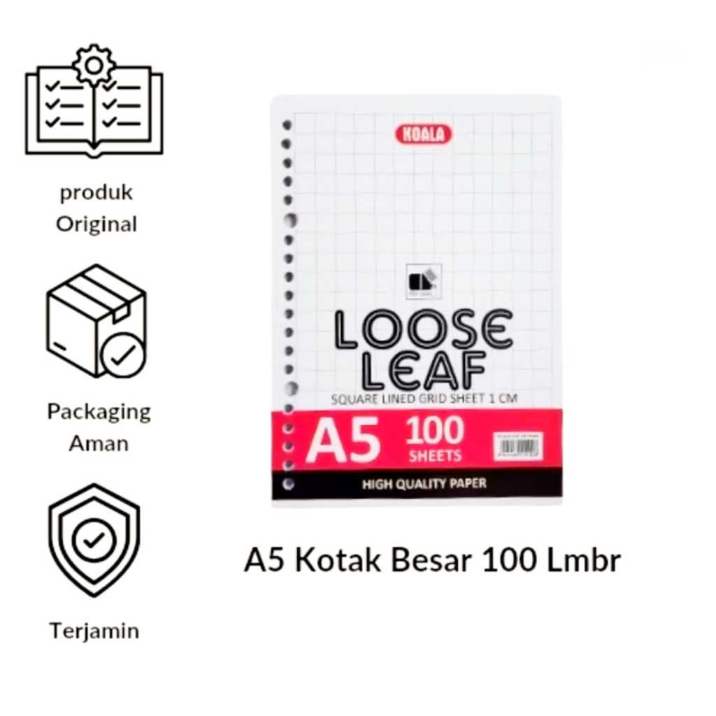 

ISI BINDER KOTAK TANGGUNG A5 ISI 100 LEMBAR / LOOSE LEAF GRID / PETAK / KOTAK / FILE NOTE KOALA / KOTAK TANGGUNG (1CM)