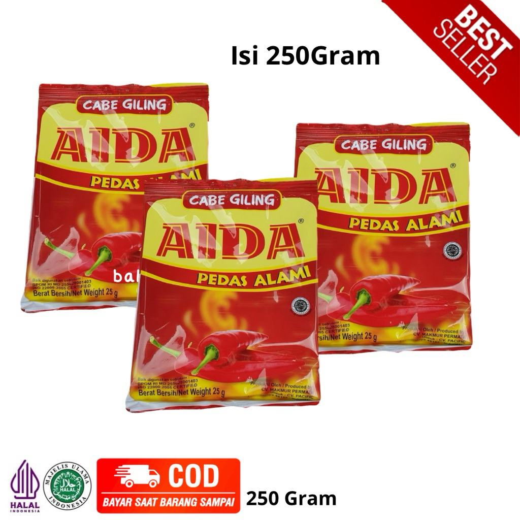 

Cabe Bubuk Pedas AIDA 250Gr / Cabe Giling Pedas 250Gr