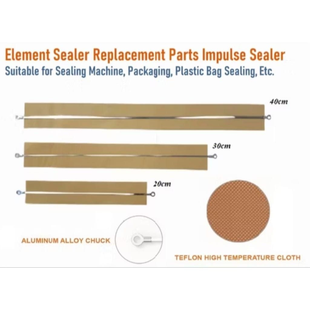 Elemen Tali Mesin Press Plastik Kain + Kawat Element Pemanas Impulse Sealer 20Cm 30Cm