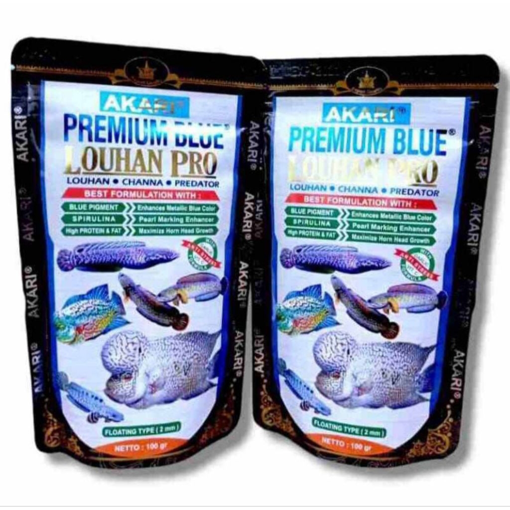 AKARI Premium Blue Louhan Pro 100gram - Makanan Ikan