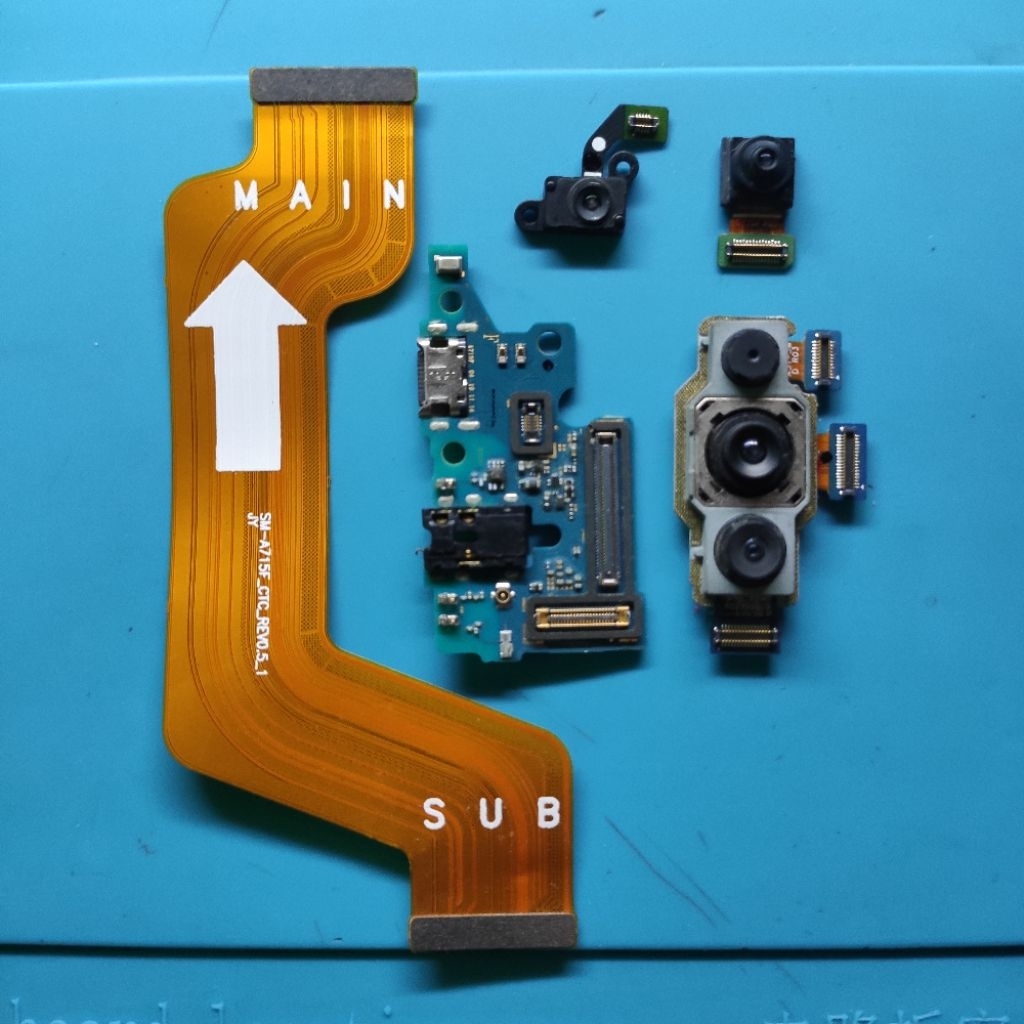 Flex ui, papan cas, flex fingerprint, kamera depan, kamera belakang samsung a71 original copotan gar