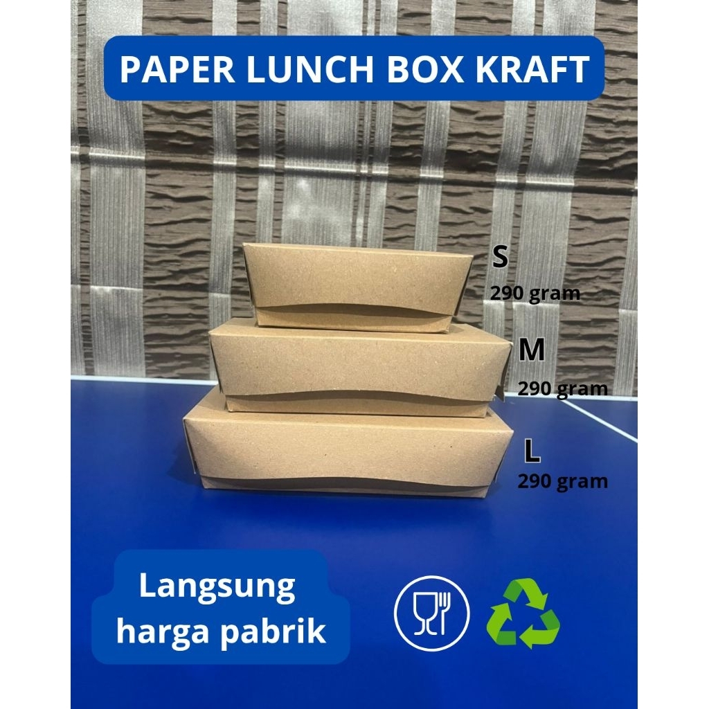 PAPER LUNCH BOX BAHAN KRAFT | LUNCH BOX PAPER COKLAT SIZE S , M , L