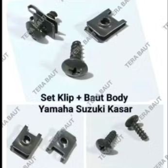 (25-100pcs) Set Baut + klip Body Yamaha Skrup Kasar 5x16/ klip Body Yamaha Kasar/ Baut Body Yamaha S
