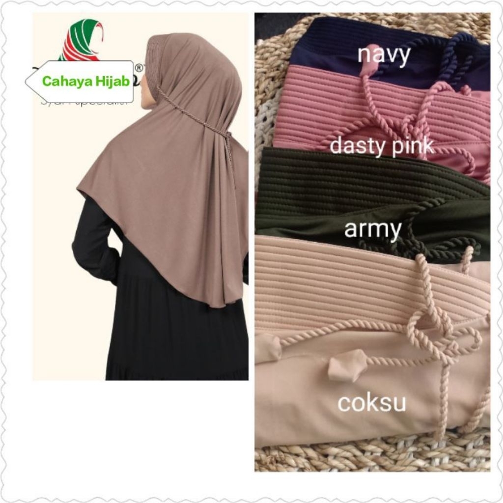 Hijab/Kerudung bergo instan terbaru tali kepang/Tali Tambang/ulir label polos kekinian
