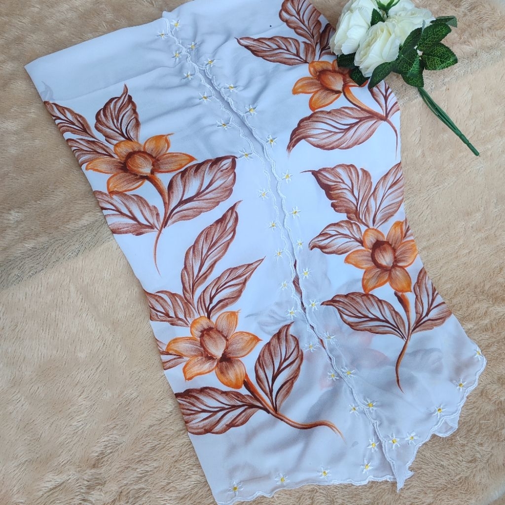 Bahan kain kebaya lukis/kain kebaya bali/kain lukis bunga