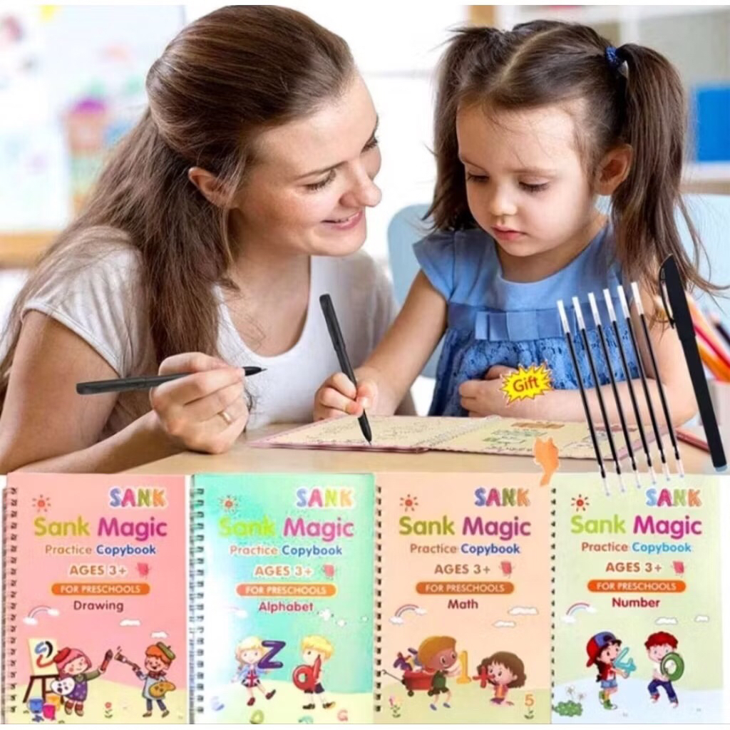 [SRH] BUKU BELAJAR MENULIS ANAK AJAIB  ISI 4 BUKU + PULPEN || BUKU PINTAR ANAK | BUKU SANK MAGIC