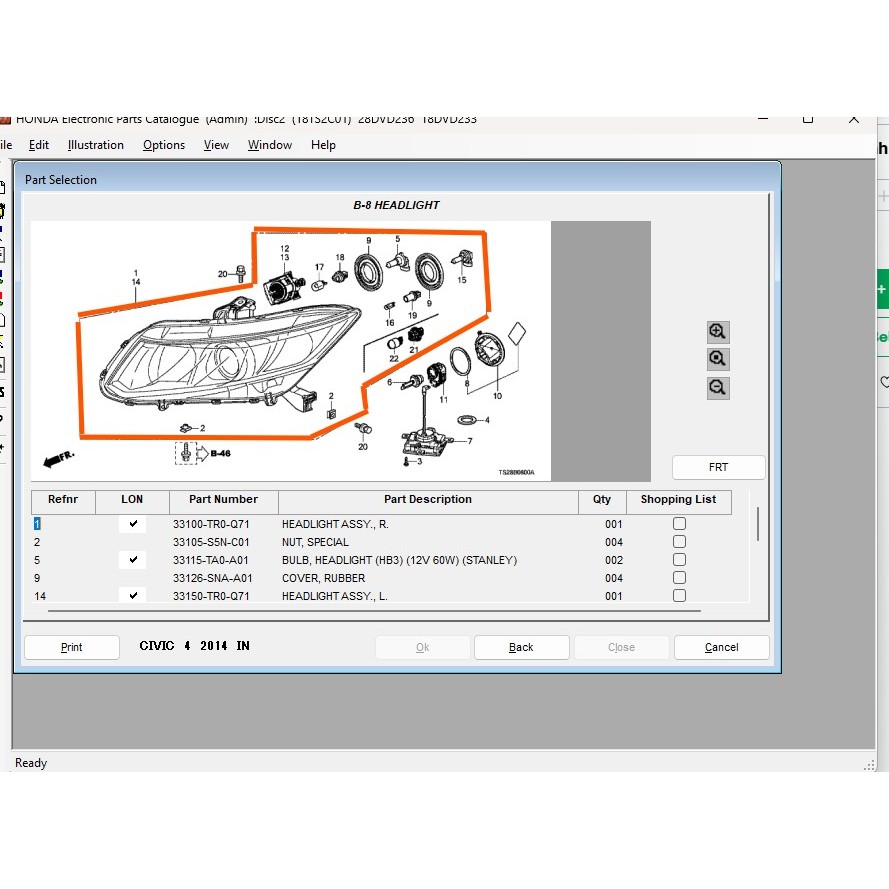 headlamp lampu depan civic fb 2014 2015 original