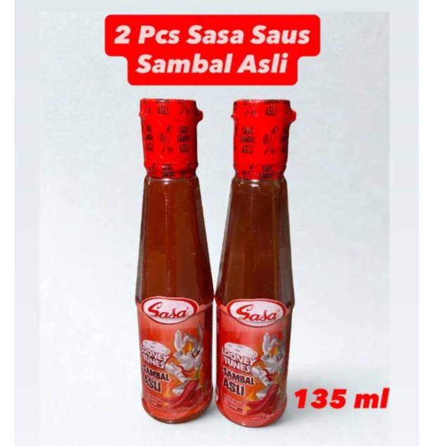 

Paket 2 pcs Sasa Saus Sambal Asli 135ml Saus Sambal Asli Pedas Sasa botol kemasan baru