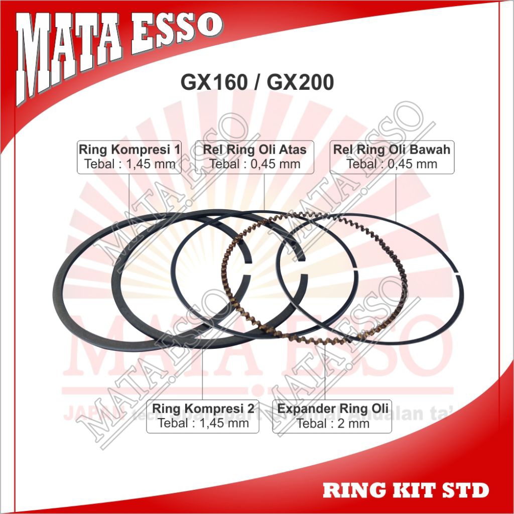 ring piston / piston ring / ring seher untuk mesin pengerak GX160 GX200  GX220 GX390 GX420 GX460