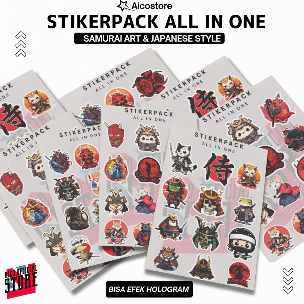 

HOLDINGSKYY - Premium Stikerpack Kecil Laminasi Glossy - Aesthetic Untuk Apapun - SAMURAI SERIES - ART SERIES