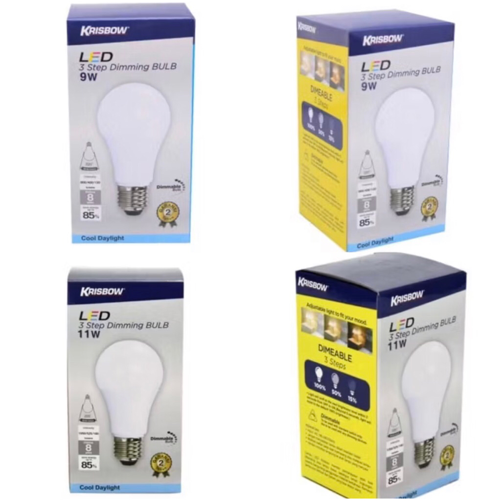 KRISBOW BOHLAM LAMPU LED DIMMABLE 3 STEP 9, 11WATT/ACE KRISBOW BULB LED 3 STEP DIMM 9W/ACE BOHLAM LE