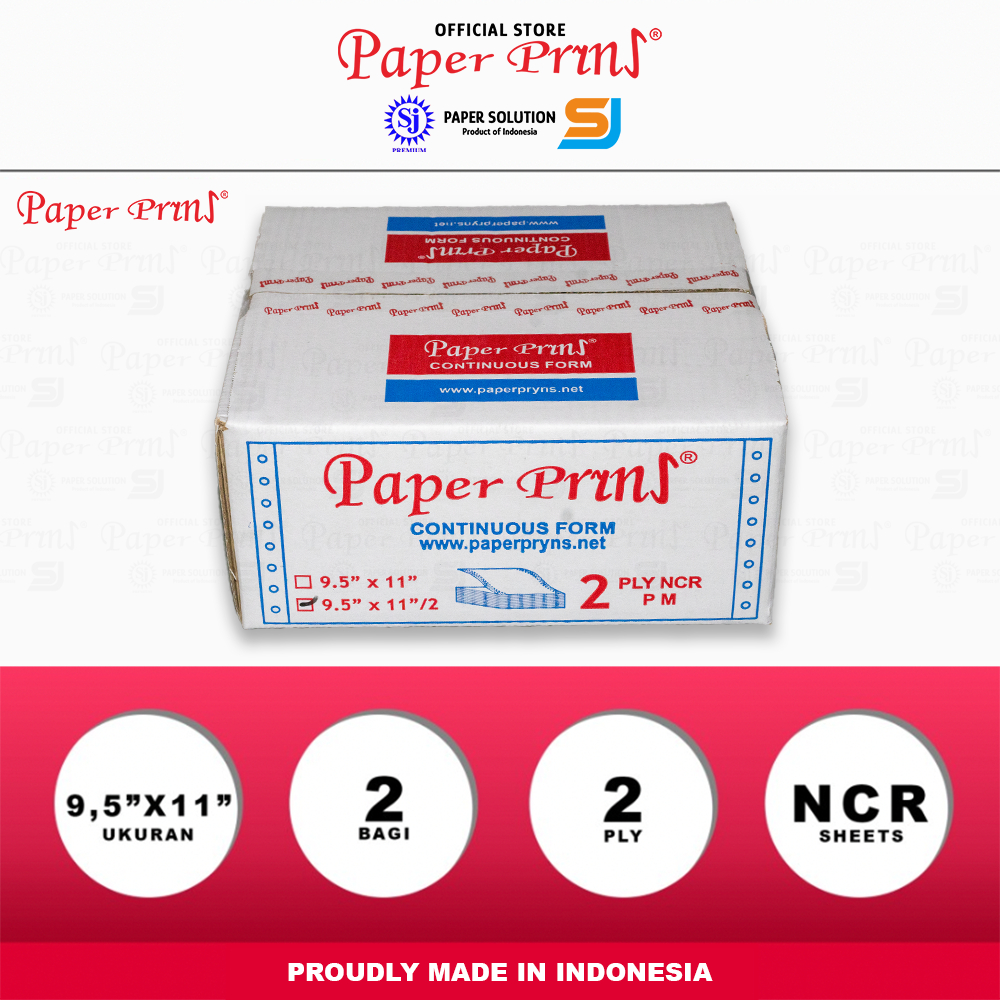 

Paperpryns Kertas Continuous Form 2PLY NCR PRS 9,5" x 11"/2 (Bagi 2)