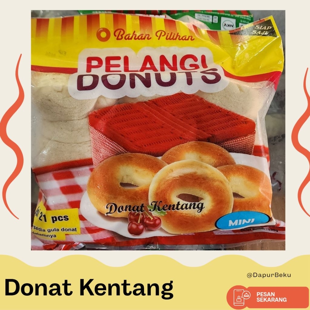 

Donat Kentang Pelangi + Gula isi 21 / Pelangi Donuts Mini