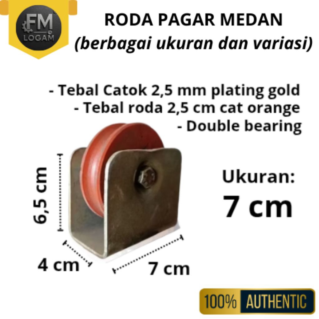 Roda Pagar Medan Besi Cor 7 cm