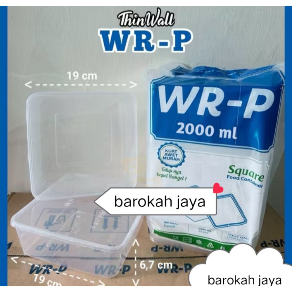 Thinwall Square WR-P 2000 ml/ Thinwall 2000 ml isi 25 pcs thinwall murah