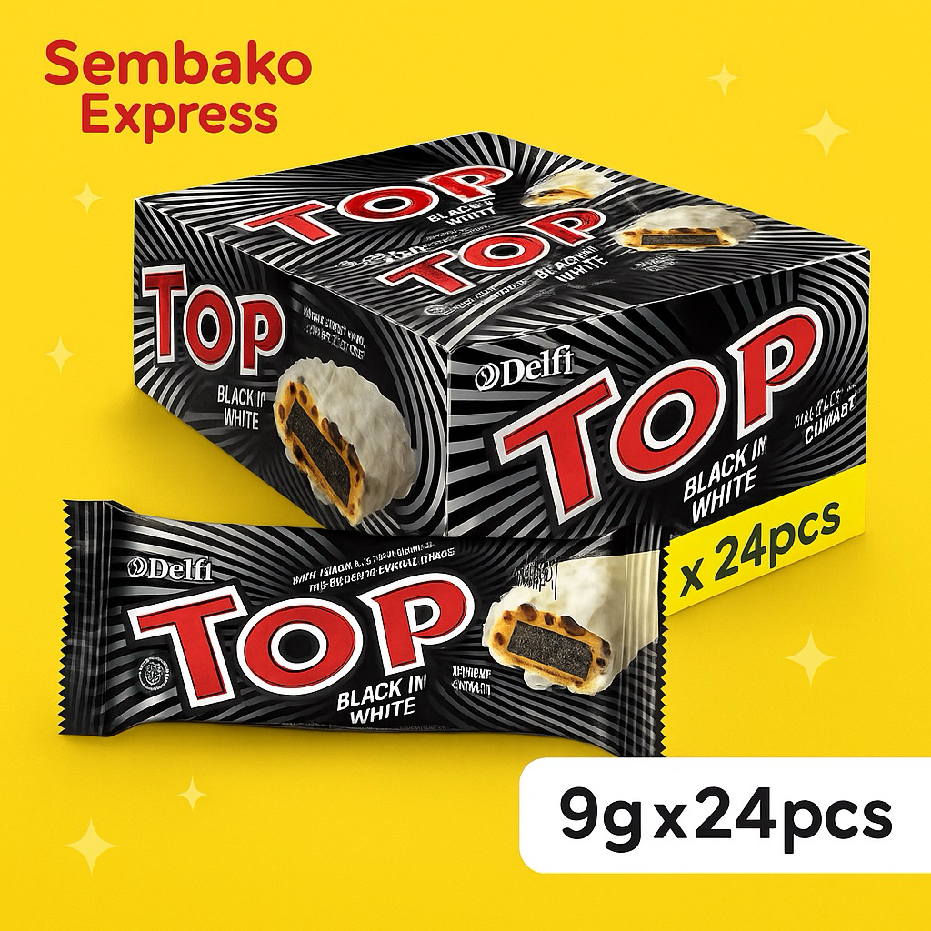 

TOP Wafer Black in White 24 x 9 g – Camilan Renyah Manis Perpaduan Cokelat & Krim