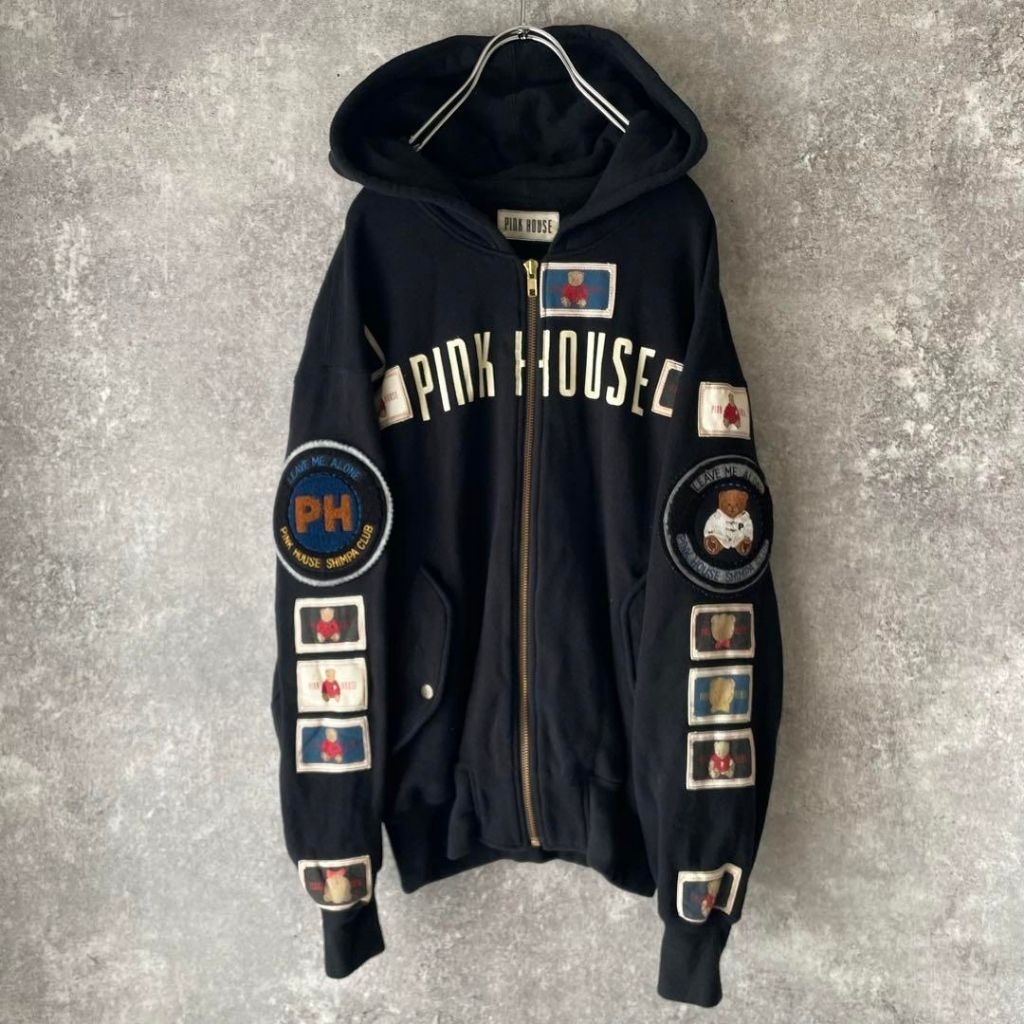 Jaket Black Hoodie Vintage Pink House