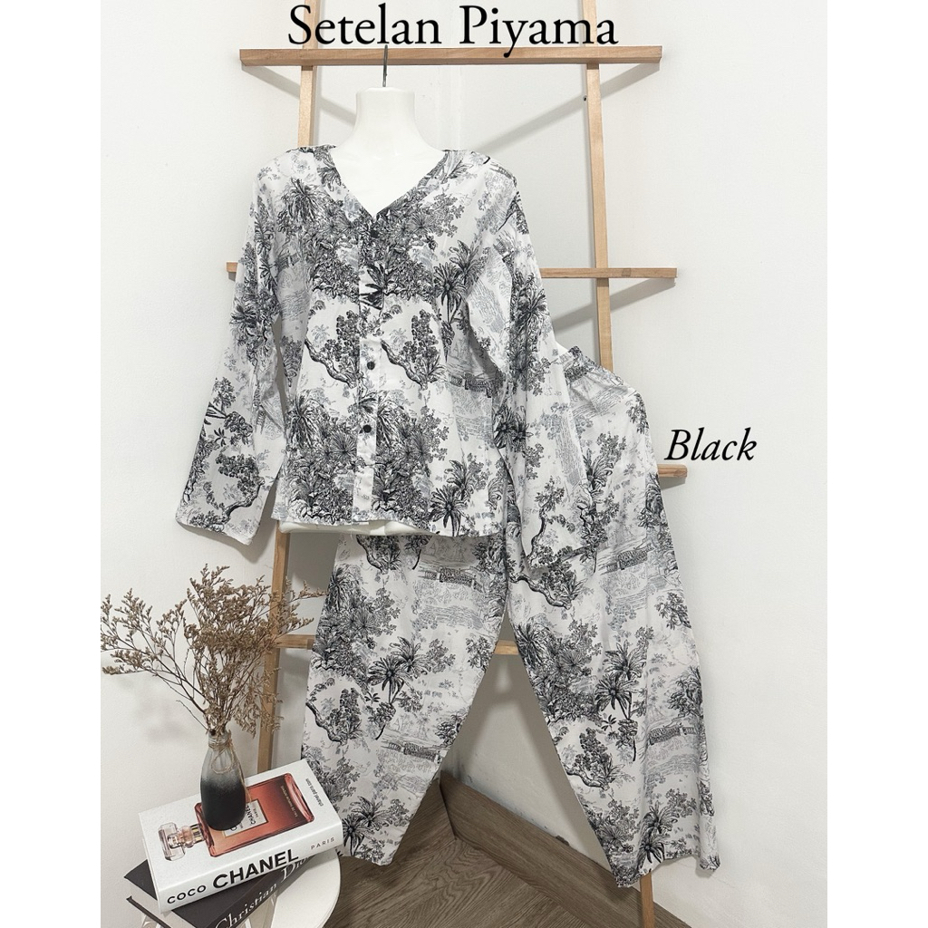 ONESET PIYAMA| SETELAN PIYAMA RAYON BALI ADEM LENGAN PANJANG|
