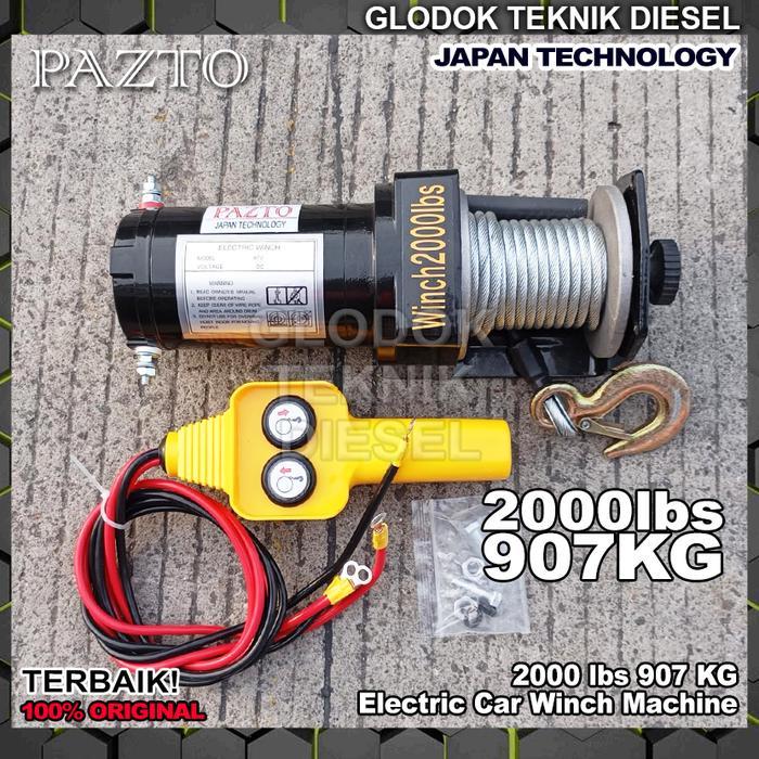 Electric Car Towing Wire Rope Winch Hoist 2500 Lbs x 15 | 10 | 6 Meter 12 Volt 1 phase Tali Derek Mo