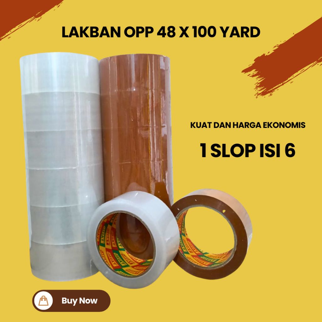 

ISI 6 - LAKBAN OPP PACKING BENING COKLAT LAKUAT 48 X 100 YARD TEBAL