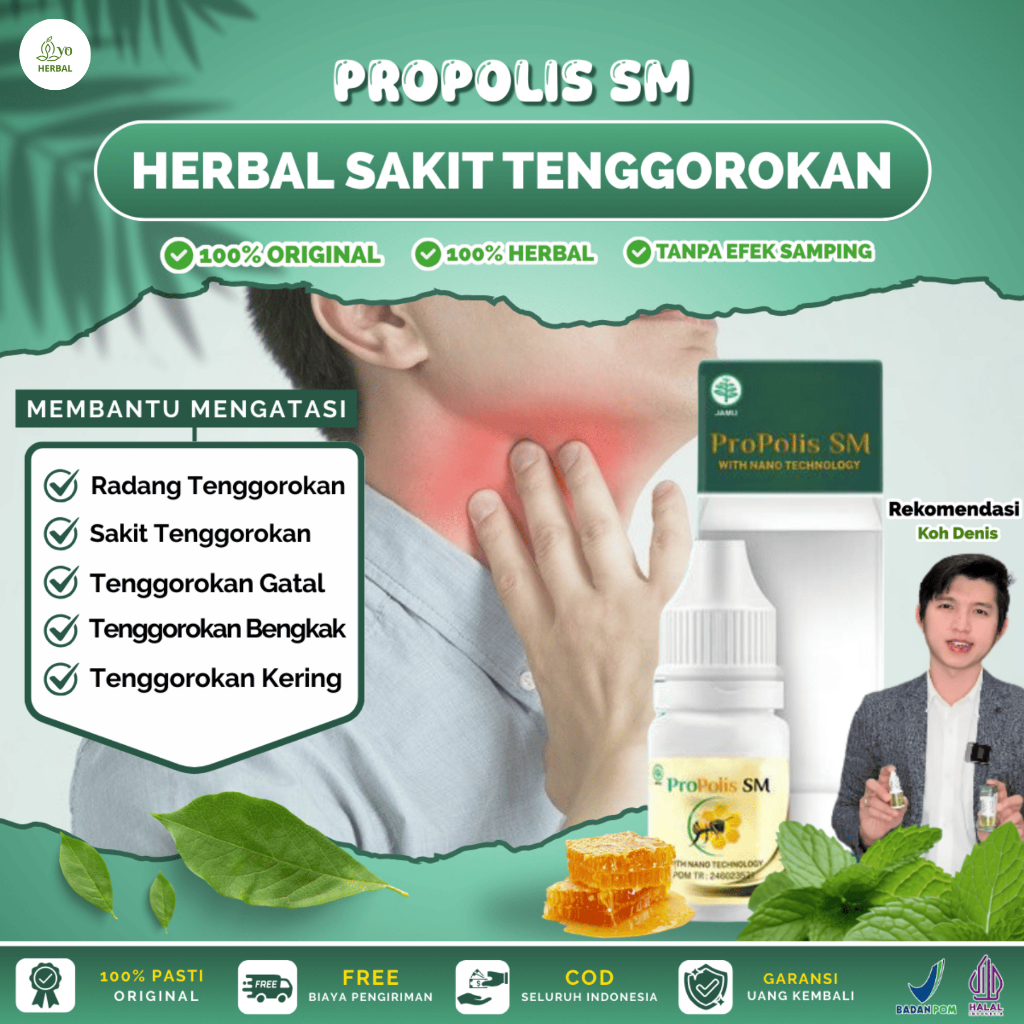 Propolis SM Untuk Radang Tenggorokan, Sakit Tenggorokan, Batuk-batuk, Tenggorokan Sakit Saat Menelan
