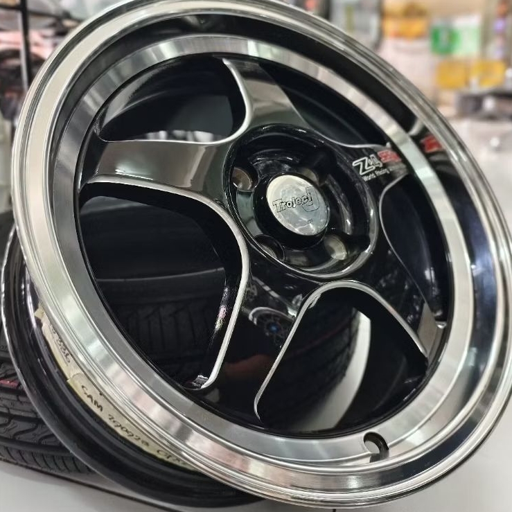 Velg Mobil Ring 15 TrojectJ Black Machine Lip 1 Set (4pcs)