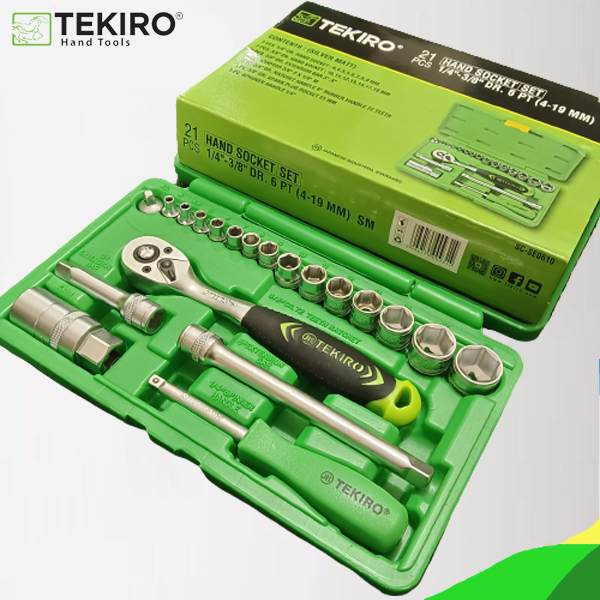 TEKIRO Model Set Kunci Sok Kunci Shock 46 pcs Sock Set Mobil Motor Lengkap Socket Tool Kit set Pas