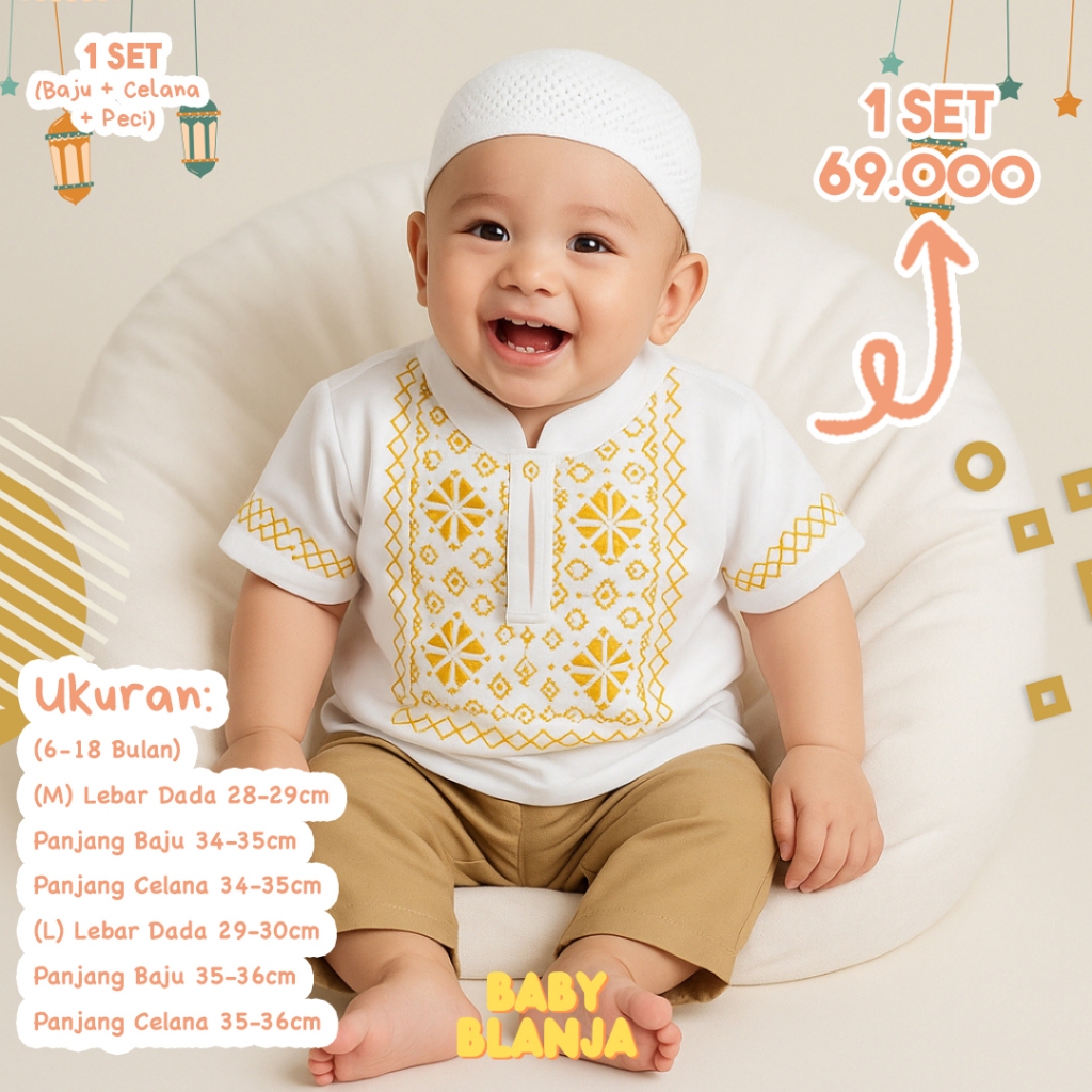 Baju Koko Anak Bayi Laki Laki 6 18 Bulan Abraham Set