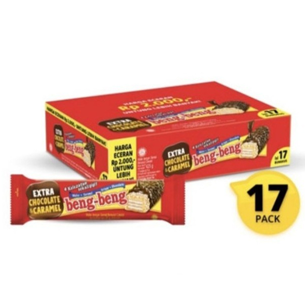 

Wafer Beng-Beng Coklat Crispy Wafer Caramel 25gr 1 Pack isi 17 Pcs