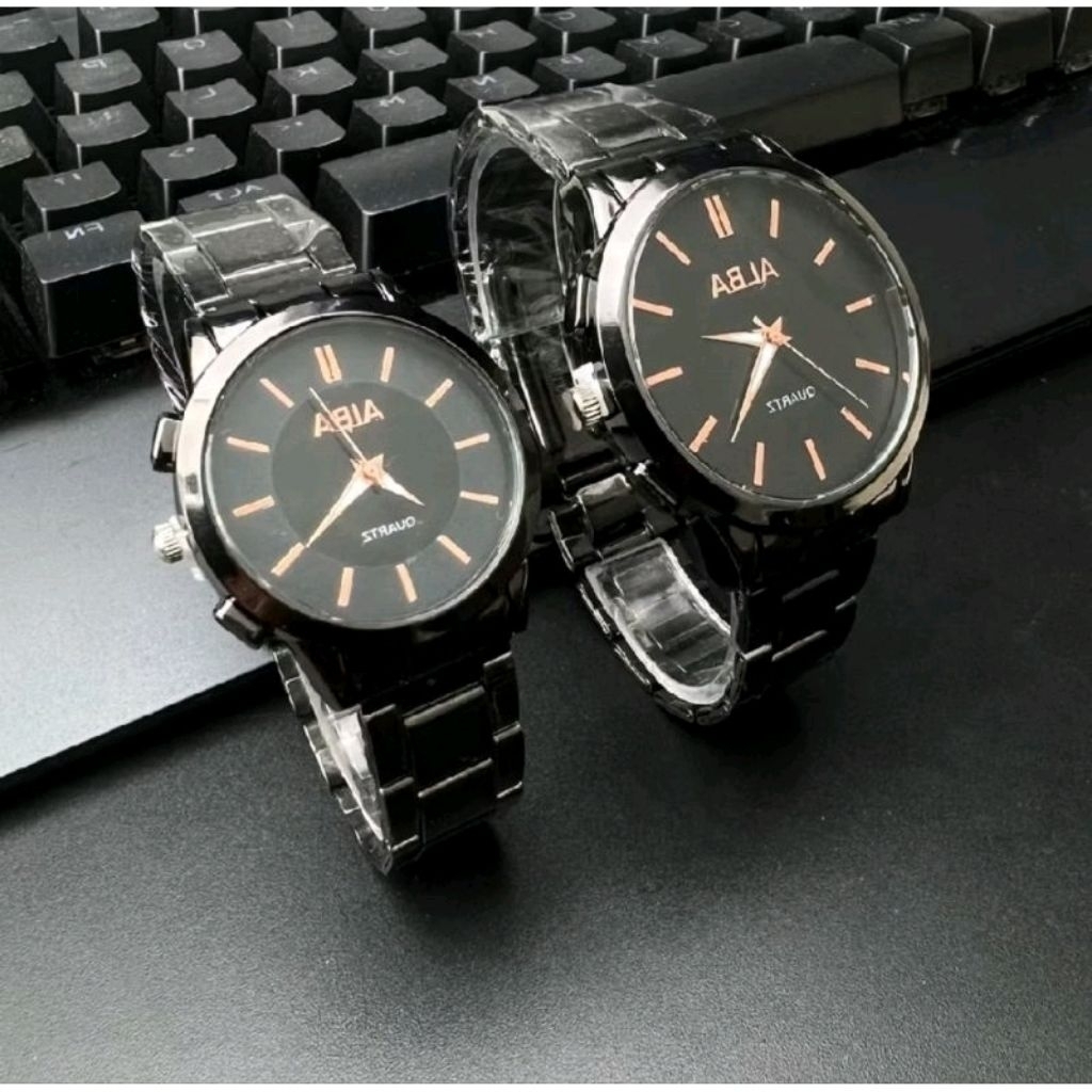 Jam Tangan Rantai hitam Couple Pasangan