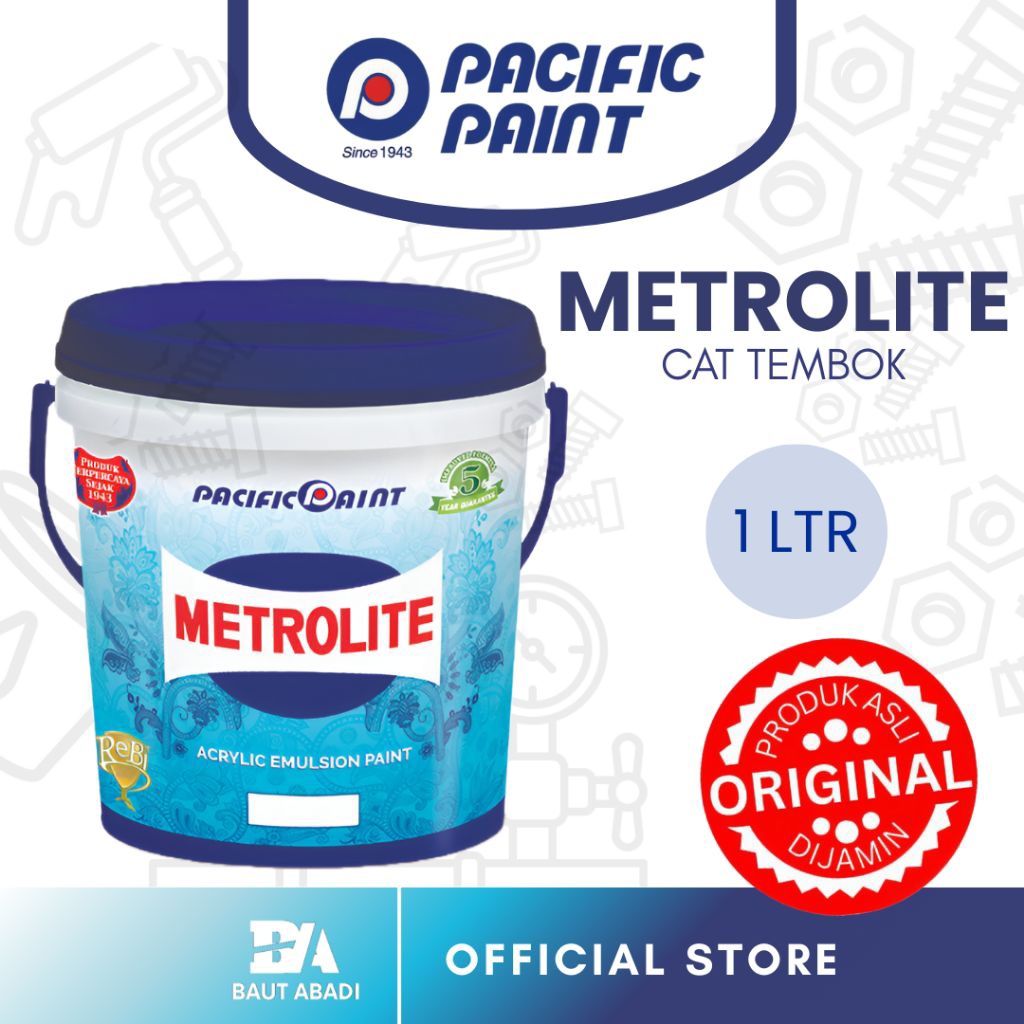 Cat Tembok 5 kg Putih Metrolite Pacific Paint