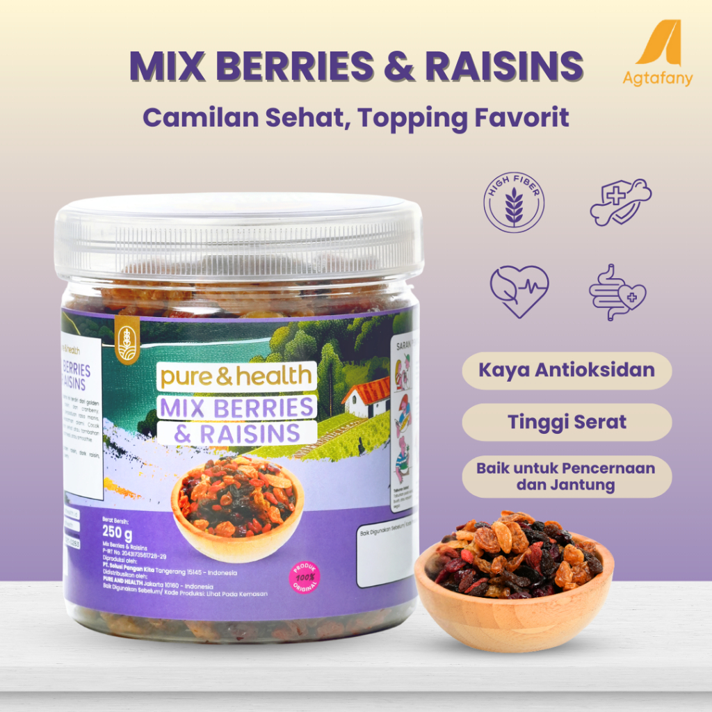 

Mix Berries and Raisins 250 gr Cranberry Goji Berry Dark Raisin Golden Kismis Buah Kering Dried Fruit Original Pure and Health | Topping Campuran Camilan Sehat